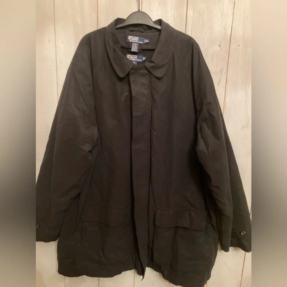 Vintage Polo Ralph Lauren Black‎ Trench Rain Lined Coat Zip Up Button Jac…